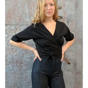 Hack with Crossover Reversible Top in Black Tencel